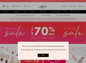 How lovisa.uk looks like on a tablet such as an iPad.