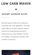 How lowcarbmaven.com looks like on a mobile device such as an iPhone.