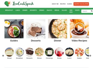 How lowcarbspark.com looks like on a tablet such as an iPad.