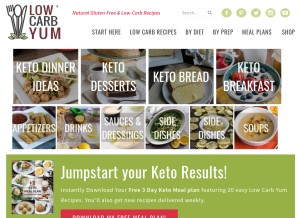 How lowcarbyum.com looks like on a tablet such as an iPad.