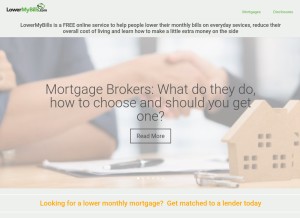 How lowermybills.com looks like on a tablet such as an iPad.