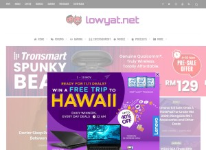 How lowyat.net looks like on a tablet such as an iPad.