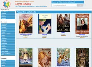How loyalbooks.com looks like on a tablet such as an iPad.
