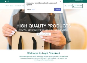 How loyalcheckout.com looks like on a tablet such as an iPad.