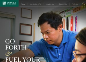 How loyola.edu looks like on a tablet such as an iPad.