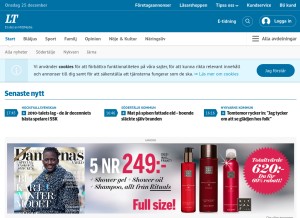 How lt.se looks like on a tablet such as an iPad.