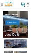 How lucasled.ie looks like on a mobile device such as an iPhone.
