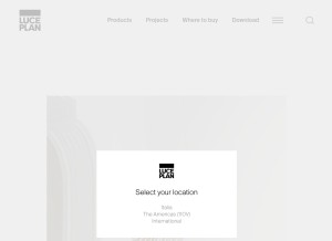 How luceplan.com looks like on a tablet such as an iPad.