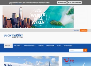 How luchtvaartnieuws.nl looks like on a tablet such as an iPad.
