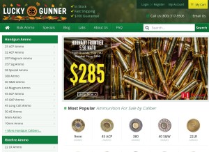 How luckygunner.com looks like on a tablet such as an iPad.