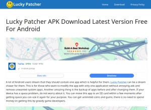 How luckypatcherr.net looks like on a tablet such as an iPad.