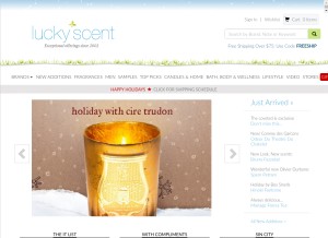 How luckyscent.com looks like on a tablet such as an iPad.