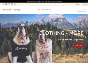 How lucyandnorman.com looks like on a tablet such as an iPad.