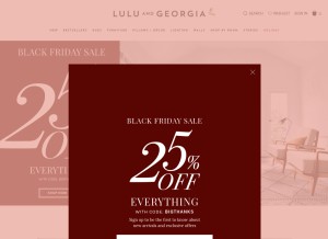 How luluandgeorgia.com looks like on a tablet such as an iPad.