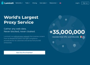 How luminati.io looks like on a tablet such as an iPad.
