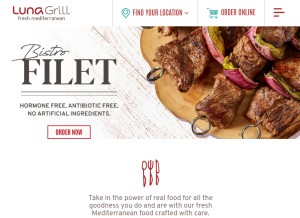 How lunagrill.com looks like on a tablet such as an iPad.