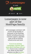 How lunarpages.com looks like on a mobile device such as an iPhone.