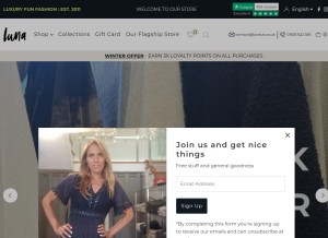 How lunauk.co.uk looks like on a tablet such as an iPad.