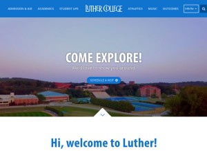 How luther.edu looks like on a tablet such as an iPad.
