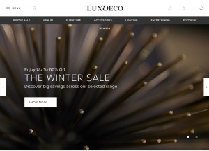 How luxdeco.com looks like on a tablet such as an iPad.