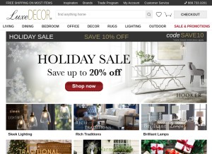 How luxedecor.com looks like on a tablet such as an iPad.