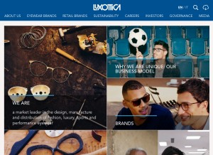 How luxottica.com looks like on a tablet such as an iPad.
