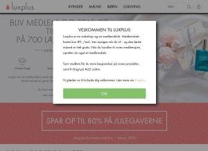 How luxplus.dk looks like on a tablet such as an iPad.