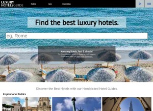 How luxuryhotelsguides.com looks like on a tablet such as an iPad.