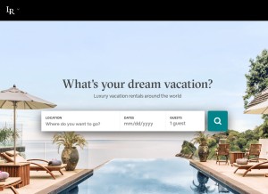 How luxuryretreats.com looks like on a tablet such as an iPad.