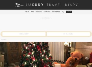 How luxurytraveldiary.com looks like on a tablet such as an iPad.