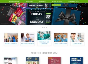How lww.com looks like on a tablet such as an iPad.