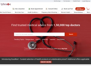 How lybrate.com looks like on a tablet such as an iPad.