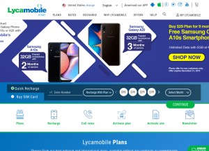How lycamobile.us looks like on a tablet such as an iPad.