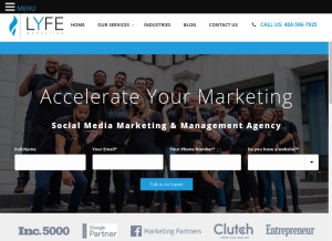 How lyfemarketing.com looks like on a tablet such as an iPad.