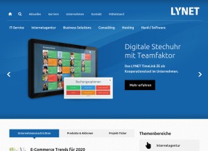 How lynet.de looks like on a tablet such as an iPad.