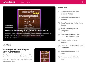 How lyrics-musiz.blogspot.com looks like on a tablet such as an iPad.