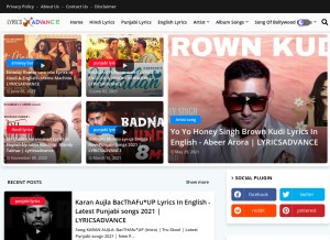 How lyricsadvance.com looks like on a tablet such as an iPad.