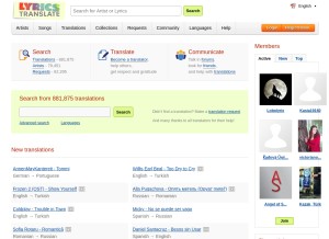 How lyricstranslate.com looks like on a tablet such as an iPad.