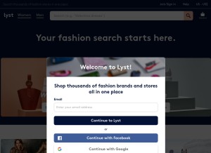 How lyst.com looks like on a tablet such as an iPad.