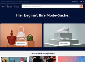 How lyst.de looks like on a tablet such as an iPad.