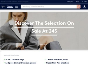How lystit.com looks like on a tablet such as an iPad.
