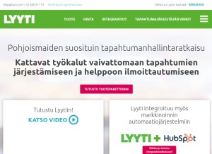 How lyyti.fi looks like on a tablet such as an iPad.