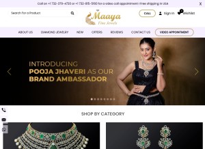 How maayafinejewels.com looks like on a tablet such as an iPad.
