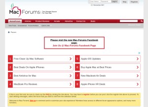 How mac-forums.com looks like on a tablet such as an iPad.