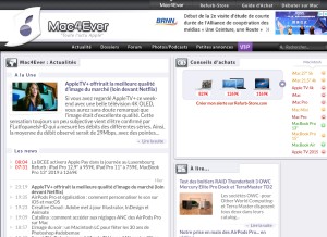 How mac4ever.com looks like on a tablet such as an iPad.