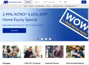 How macatawabank.com looks like on a tablet such as an iPad.