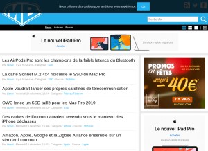 How macbidouille.com looks like on a tablet such as an iPad.