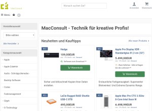 How macconsultshop.de looks like on a tablet such as an iPad.