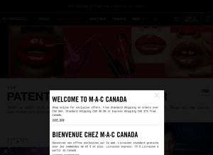 How maccosmetics.ca looks like on a tablet such as an iPad.