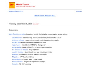 How macintouch.com looks like on a tablet such as an iPad.
